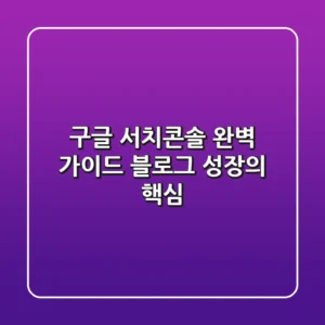 구글 서치콘솔 완벽 가이드 블로그 성장의 핵심