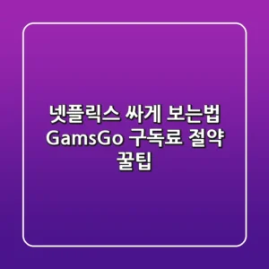 넷플릭스 싸게 보는법: GamsGo 구독료 절약 꿀팁!