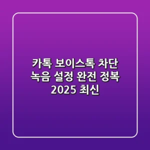 카톡 보이스톡 차단, 녹음, 설정 완전 정복! (2025 최신)