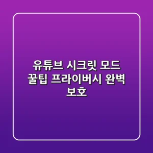 유튜브 시크릿 모드 꿀팁: 프라이버시 완벽 보호!