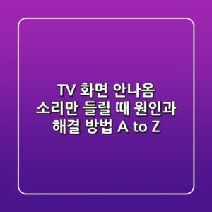 TV 화면 안나옴? 소리만 들릴 때 원인과 해결 방법 A to Z
