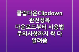 클립다운(Clipdown) 완전정복! 다운로드부터 사용법, 주의사항까지 싹 다 알려줌!