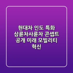 현대차, 인도 특화 삼륜차/사륜차 콘셉트 공개! 미래 모빌리티 혁신?