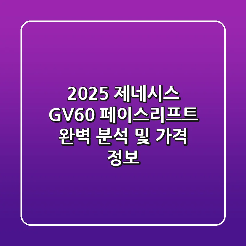 2025 제네시스 GV60: 페이스리프트 완벽 분석 및 가격 정보!