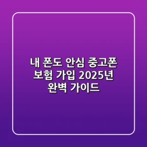 내 폰도 안심! 중고폰 보험 가입, 2025년 완벽 가이드