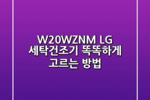 W20WZNM LG 세탁건조기, 똑똑하게 고르는 방법!