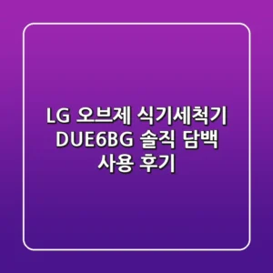 LG 오브제 식기세척기 DUE6BG: 솔직 담백 사용 후기!