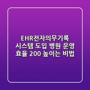 EHR(전자의무기록) 시스템 도입, 병원 운영 효율 200% 높이는 비법