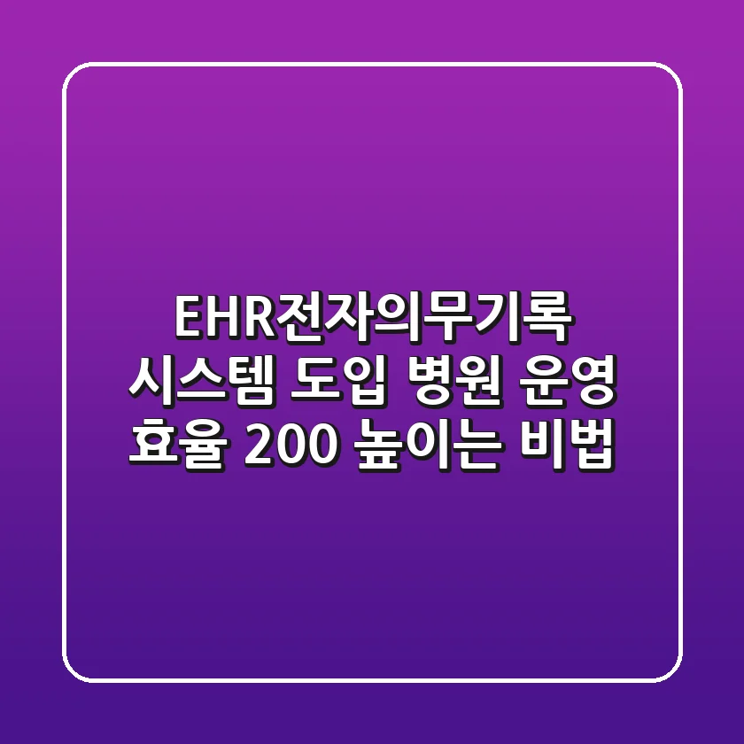 EHR(전자의무기록) 시스템 도입, 병원 운영 효율 200% 높이는 비법