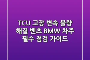 TCU 고장? 변속 불량 해결! 벤츠, BMW 차주 필수 점검 가이드