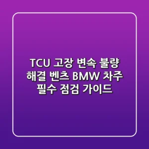 TCU 고장? 변속 불량 해결! 벤츠, BMW 차주 필수 점검 가이드