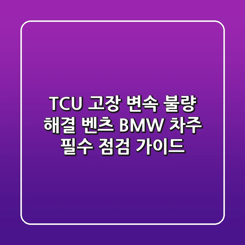 TCU 고장? 변속 불량 해결! 벤츠, BMW 차주 필수 점검 가이드