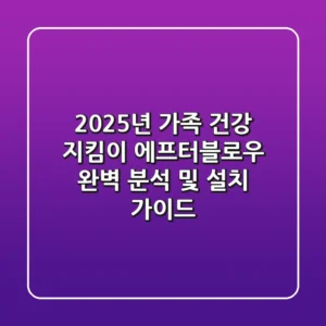 2025년 가족 건강 지킴이, 에프터블로우 완벽 분석 및 설치 가이드