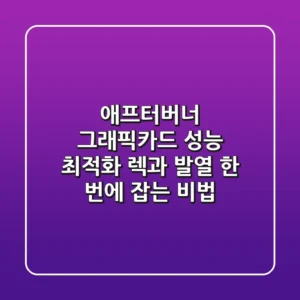 애프터버너: 그래픽카드 성능 최적화, 렉과 발열 한 번에 잡는 비법