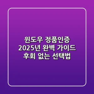 윈도우 정품인증, 2025년 완벽 가이드: 후회 없는 선택법