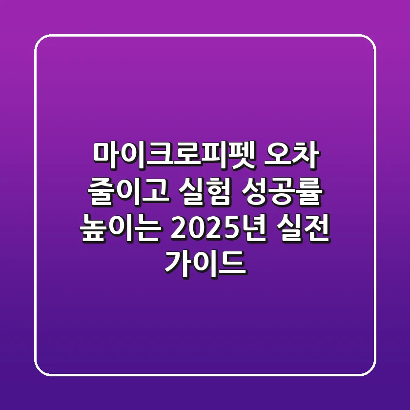 마이크로피펫, 오차 줄이고 실험 성공률 높이는 2025년 실전 가이드