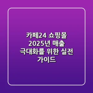 카페24 쇼핑몰, 2025년 매출 극대화를 위한 실전 가이드