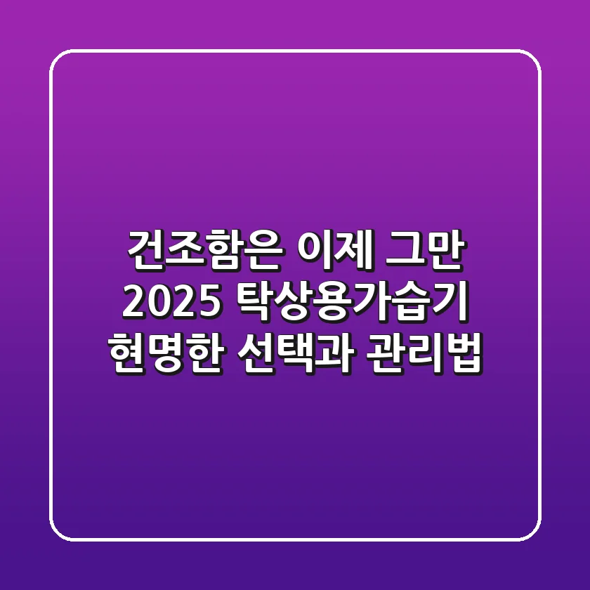 건조함은 이제 그만! 2025 탁상용가습기, 현명한 선택과 관리법