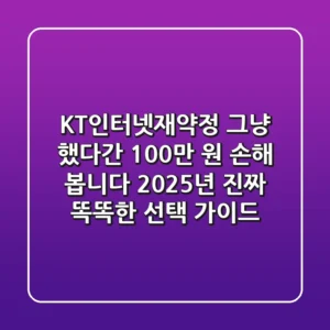KT인터넷재약정, 그냥 했다간 100만 원 손해 봅니다: 2025년 진짜 똑똑한 선택 가이드