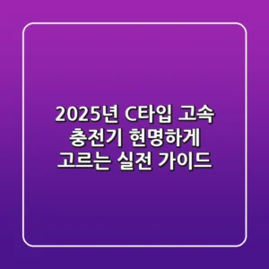 2025년, C타입 고속 충전기 현명하게 고르는 실전 가이드