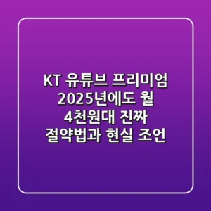 KT 유튜브 프리미엄, 2025년에도 월 4천원대? 진짜 절약법과 현실 조언