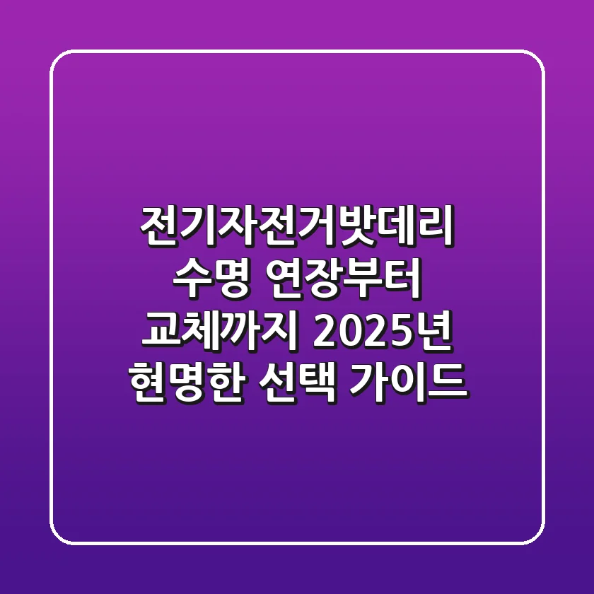 전기자전거밧데리: 수명 연장부터 교체까지, 2025년 현명한 선택 가이드