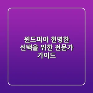 윈드피아, 현명한 선택을 위한 전문가 가이드