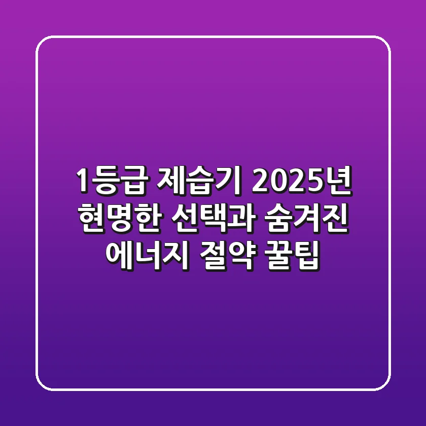 1등급 제습기, 2025년 현명한 선택과 숨겨진 에너지 절약 꿀팁