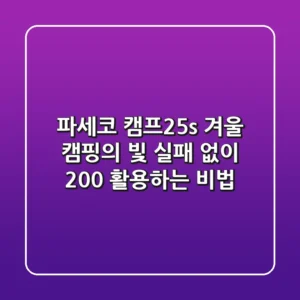파세코 캠프25s, 겨울 캠핑의 빛! 실패 없이 200% 활용하는 비법