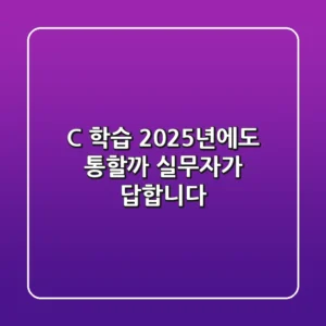 C++ 학습, 2025년에도 통할까? 실무자가 답합니다!