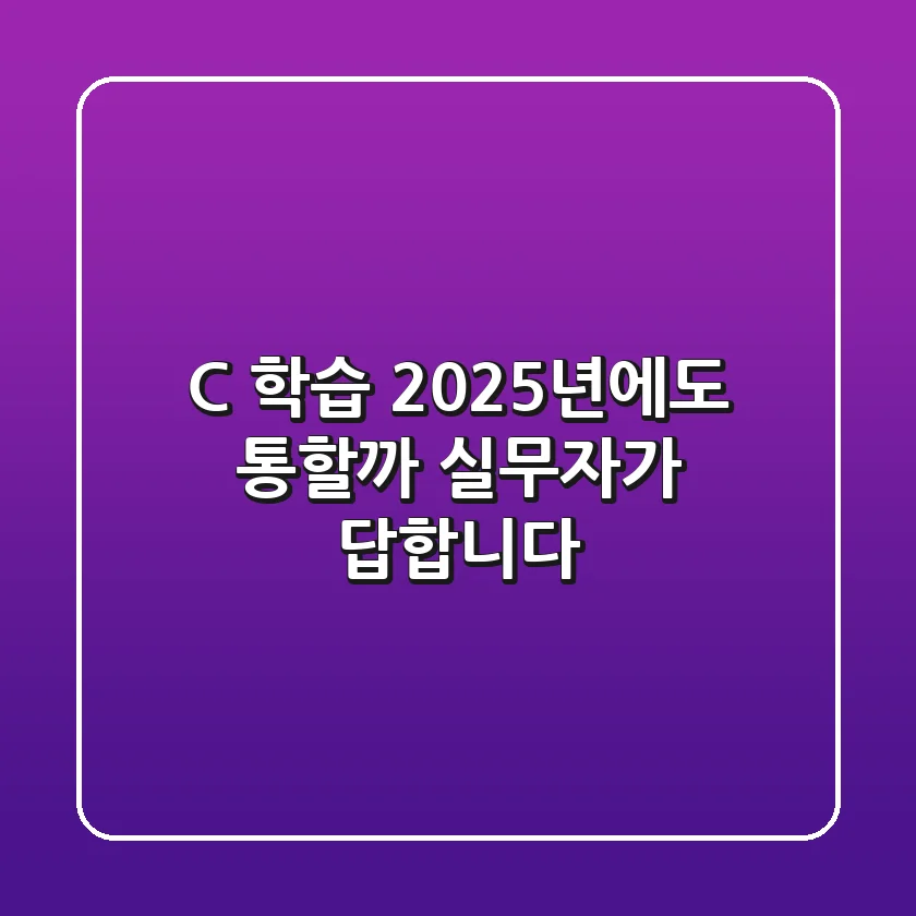 C++ 학습, 2025년에도 통할까? 실무자가 답합니다!
