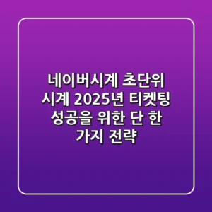 네이버시계 초단위 시계, 2025년 티켓팅 성공을 위한 단 한 가지 전략
