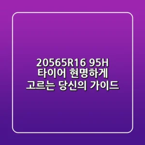 205/65R16 95H 타이어, 현명하게 고르는 당신의 가이드
