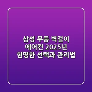 삼성 무풍 벽걸이 에어컨, 2025년 현명한 선택과 관리법