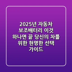 2025년 자동차 보조배터리, 이것 하나면 끝! 당신의 차를 위한 현명한 선택 가이드