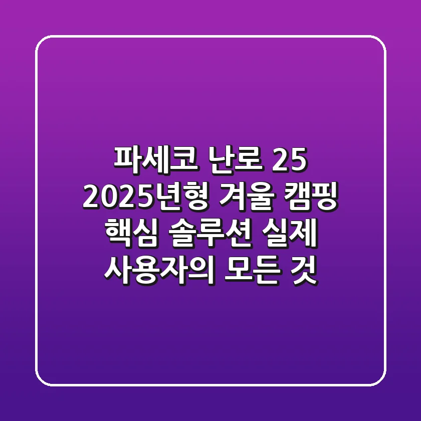 파세코 난로 25, 2025년형 겨울 캠핑 핵심 솔루션? 실제 사용자의 모든 것!