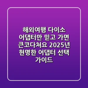 해외여행, 다이소 어댑터만 믿고 가면 큰코다쳐요! 2025년 현명한 어댑터 선택 가이드