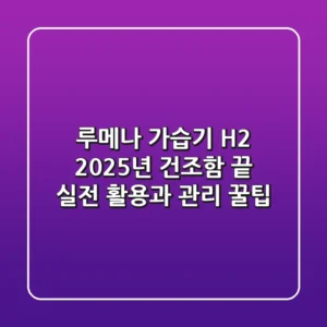루메나 가습기 H2, 2025년 건조함 끝! 실전 활용과 관리 꿀팁