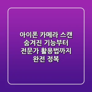 아이폰 카메라 스캔: 숨겨진 기능부터 전문가 활용법까지 완전 정복!