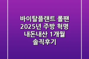 바이탈플랜트 롤팬, 2025년 주방 혁명? 내돈내산 1개월 솔직후기