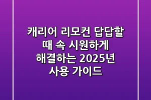 캐리어 리모컨: 답답할 때 속 시원하게 해결하는 2025년 사용 가이드