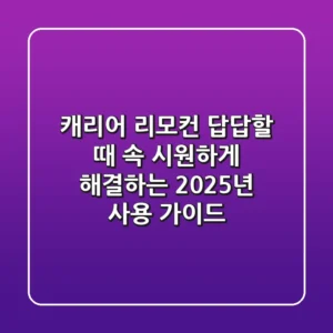 캐리어 리모컨: 답답할 때 속 시원하게 해결하는 2025년 사용 가이드