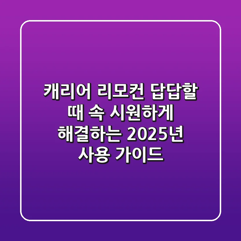 캐리어 리모컨: 답답할 때 속 시원하게 해결하는 2025년 사용 가이드
