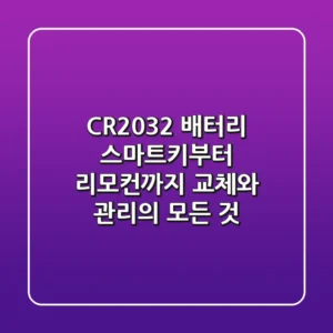 CR2032 배터리: 스마트키부터 리모컨까지, 교체와 관리의 모든 것