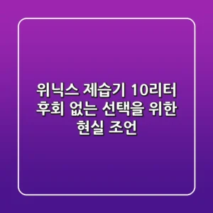 위닉스 제습기 10리터, 후회 없는 선택을 위한 현실 조언