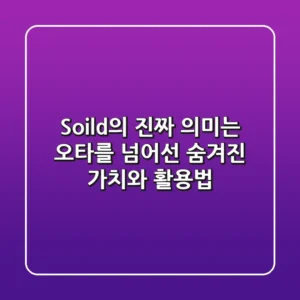 Soild의 진짜 의미는? 오타를 넘어선 숨겨진 가치와 활용법
