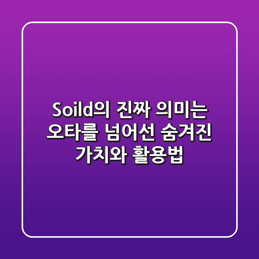 Soild의 진짜 의미는? 오타를 넘어선 숨겨진 가치와 활용법