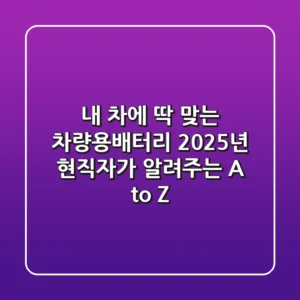 내 차에 딱 맞는 차량용배터리, 2025년 현직자가 알려주는 A to Z