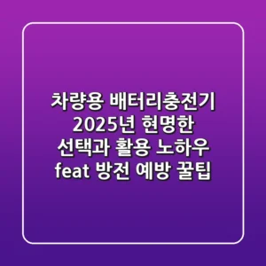 차량용 배터리충전기, 2025년 현명한 선택과 활용 노하우 (feat. 방전 예방 꿀팁)