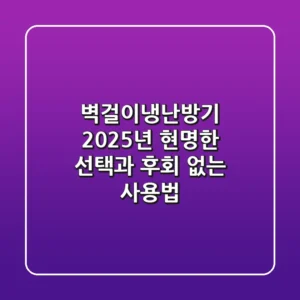 벽걸이냉난방기, 2025년 현명한 선택과 후회 없는 사용법